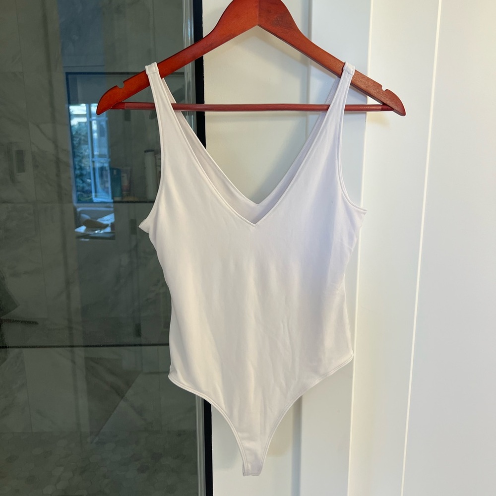 White V-Neck Open Edit Bodysuit
